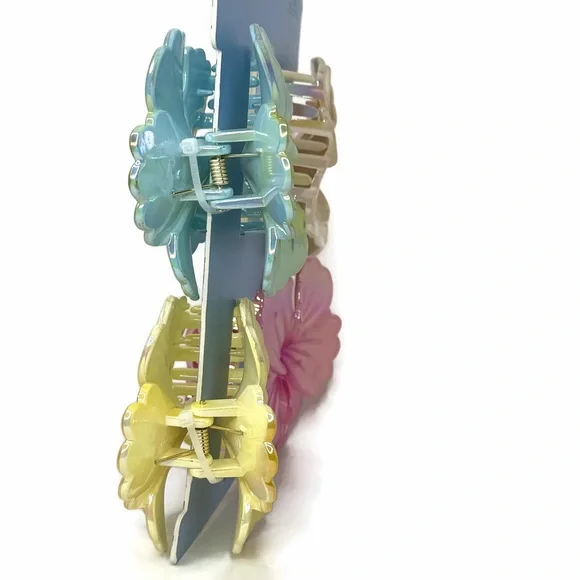 Piper K Iridescent Floral Hair Claws Clips Multicolor Set of 4 - Picture 7 of 9